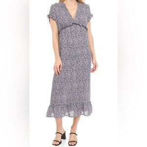 Women’s Short Dolman Sleeve Empire Waist Maxi Dress Purple Black Yellow Size XL